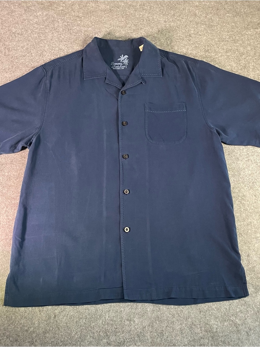 Tommy Bahama Solid Navy Short-Sleeve Button-Down Shirt